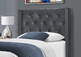 45.25" x 82.75" x 49.75" Dark Grey Velvet With Chrome Trim - Twin Size Bed