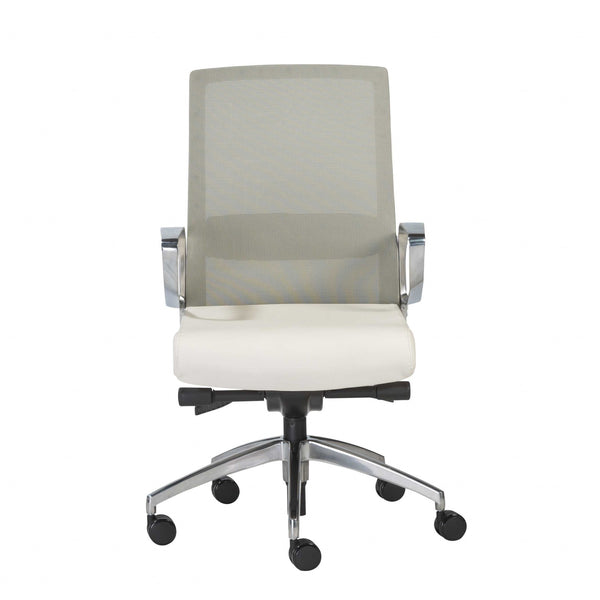 25.99" X 24.81" X 42.92" Light Green Leatherette seat/Mesh Back Office Chair with Polished Aluminum Base