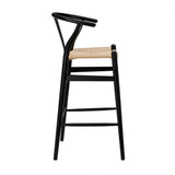 42" Black Solid Wood and Natural Counter Stool