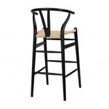 42" Black Solid Wood and Natural Counter Stool