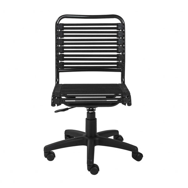Black Flat Bungie Cord Low Back Rolling Office Chair