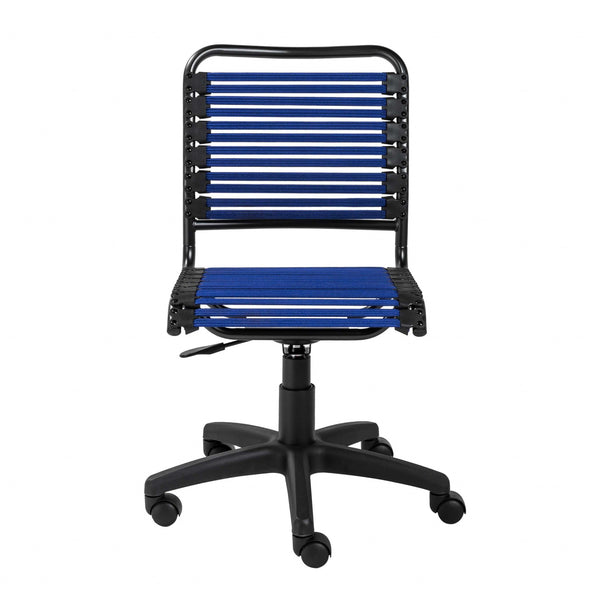 Blue Flat Bungie Cord Low Back Rolling Office Chair