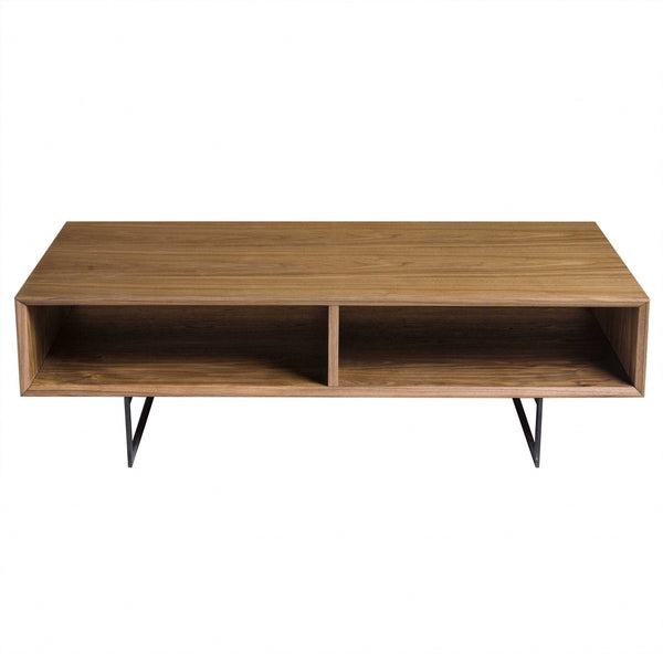 Mod Retro Walnut Brown Open Shelving Coffee Table