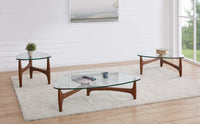 Mod Soft Triangle Clear Glass and Walnut Coffee Table