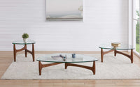 Mod Soft Triangle Clear Glass and Walnut Coffee Table