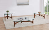 Mod Soft Triangle Clear Glass and Walnut End Table