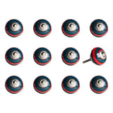 1.5" x 1.5" x 1.5" Ceramic Metal Navy and Red 12 Pack Knob