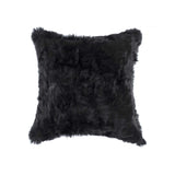 5" x 18" x 18" 100% Natural Rabbit Fur Black Pillow