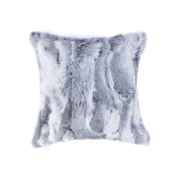 5" x 18" x 18" 100% Natural Rabbit Fur Grey Pillow