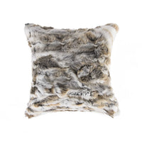 5" x 18" x 18" 100% Natural Rabbit Fur Tan and White Pillow