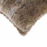 5" x 18" x 18" 100% Natural Rabbit Fur Hazelnut Pillow