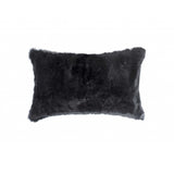 5" x 12" x 20" 100% Natural Rabbit Fur Black Pillow