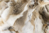 2" x 50" x 60" 100% Natural Rabbit Fur Tan and White Throw Blanket