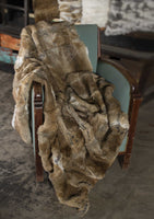 2" x 50" x 60" 100 Natural Rabbit Fur Hazelnut Throw Blanket