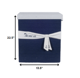 13.5" x 17" x 22.5" Blue Fabric Basket With Bow  Decoration Set of 5