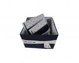 11.5" x 12" x 8.5" White Blue Fabric Boxes With Cover Set of 3