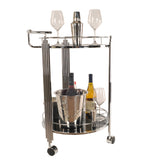 17.5" x 21" x 30" Chrome Round 2Tier  Serving Trolley