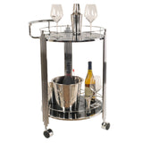 17.5" x 21" x 30" Chrome Round 2Tier  Serving Trolley