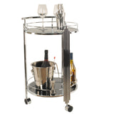 17.5" x 21" x 30" Chrome Round 2Tier  Serving Trolley