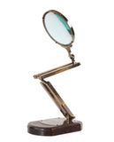 7.5" x 14.5" x 28" Brass Big Magnifier Glass With Wooden Base