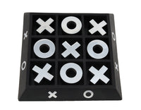 Nickel and Dark Wood Tic Tac Toe Game Sculpture