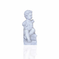Vintage Look Off White Boy Sitting Statue