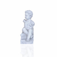 Vintage Look Off White Boy Sitting Statue