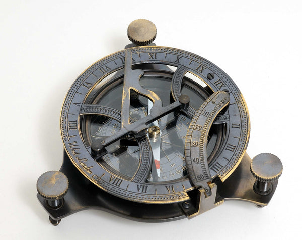 3.25" x 3.25" x 3.25" Sundial Compass in Wood Box Small