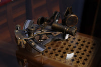 4" x 4.5" x 2.5" Nautical Sextant in Wood Box  Medium