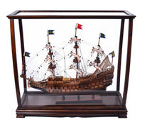 13" x 34" x 31.5" Classic Brown For Midsize Tall Ship  Display Case