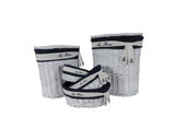 14.5" x 20" x 23" WhiteBlueOvalWillow Basket Set of 5