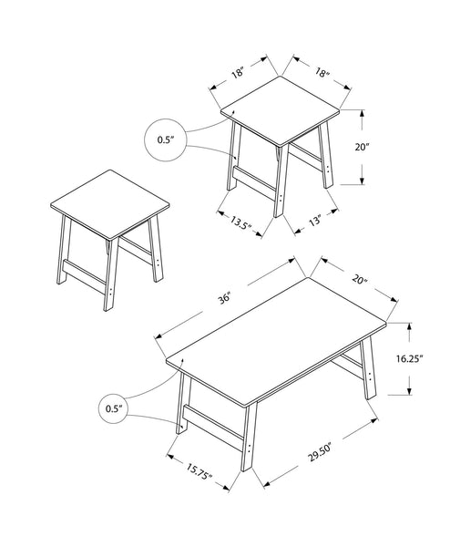 Cappuccino Table Set - 3Pcs Set