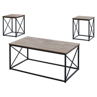 Dark Taupe Black Metal Table Set - 3Pcs Set