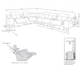 267" X 320" X 266.4" White Power Reclining 8PC Sectional