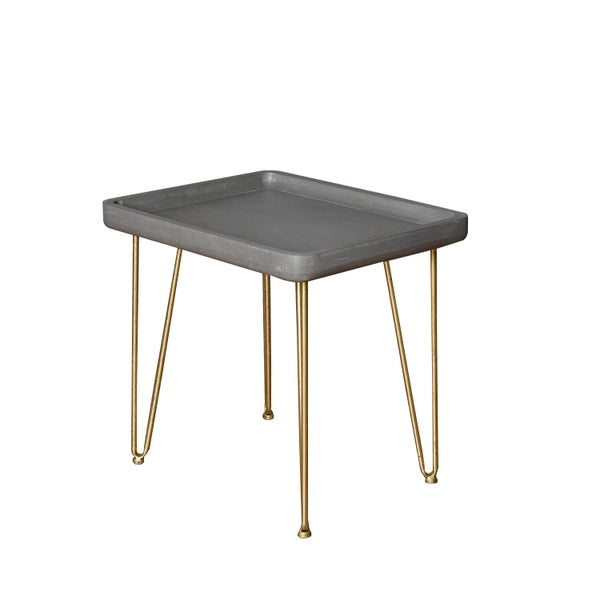 Contemporary Gray and Gold Finish Rectangle End Table 18"H