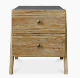 Contemporary A Shape Reclaimed Wood Finish 2 Drawer End Table