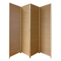 7' Light Bamboo 4 Panel Room Divider Screen