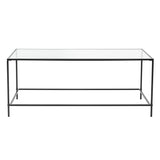 44" X 20.76" X 17.88" Coffee Table in Clear Glass with Black Base