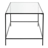 44" X 20.76" X 17.88" Coffee Table in Clear Glass with Black Base