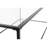 44" X 20.76" X 17.88" Coffee Table in Clear Glass with Black Base