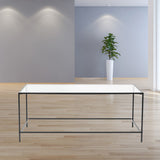 44" X 20.76" X 17.88" Coffee Table in Clear Glass with Black Base