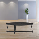 Modern Elegance Black Ash Oval and Black Coffee Table