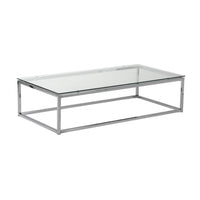 47.8" X 24" X 12" Rectangle Coffee Table in Clear Glass with Chrome Base