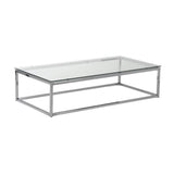 47.8" X 24" X 12" Rectangle Coffee Table in Clear Glass with Chrome Base