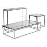 47.8" X 24" X 12" Rectangle Coffee Table in Clear Glass with Chrome Base