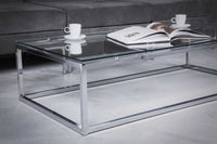 47.8" X 24" X 12" Rectangle Coffee Table in Clear Glass with Chrome Base