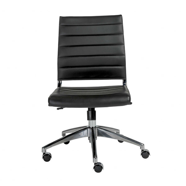 22.84" X 24.61" X 38.98" Armless Low Back Office Chair in Black with Aluminum Base