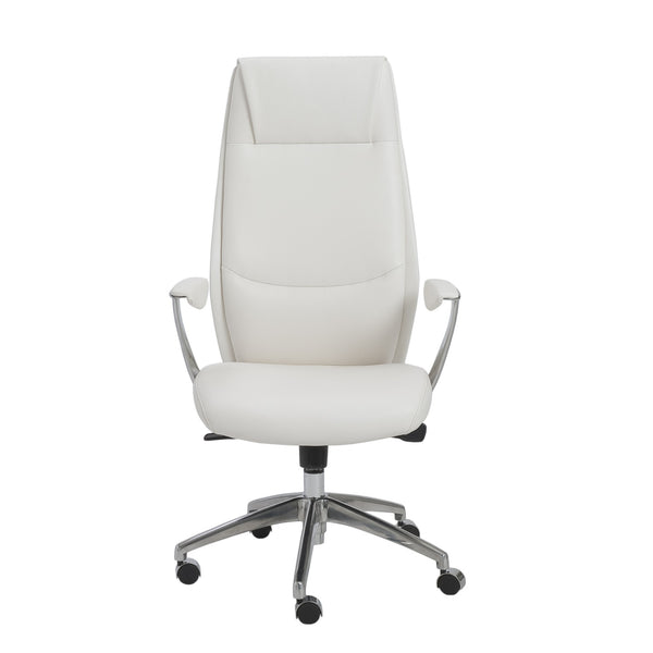 25.50" X 27" X 50" High Back Office Chair in White with Polished Aluminum Base