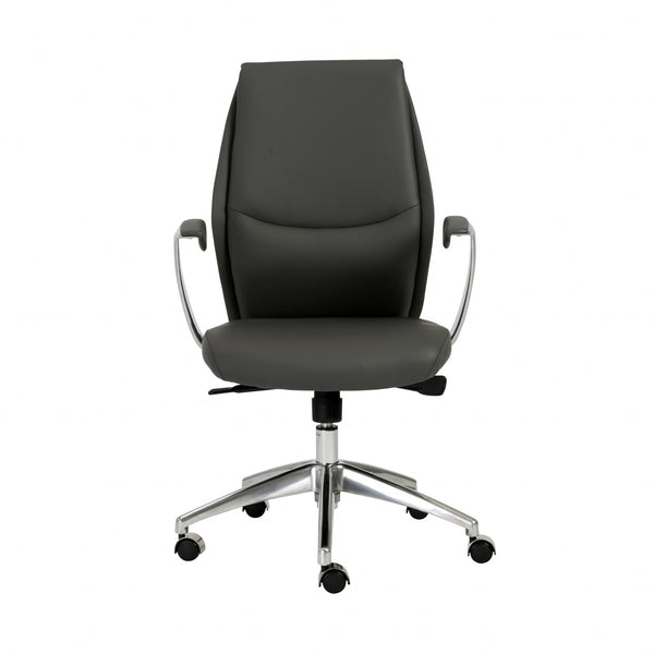 25.50" X 27" X 42.75" Low Back Office Chair in Gray with Polished Aluminum Base