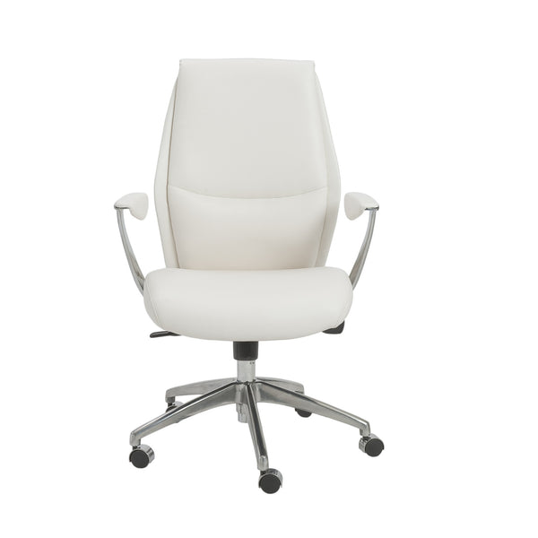 25.50" X 27" X 42.75" Low Back Office Chair in White with Polished Aluminum Base